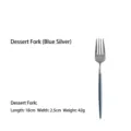 Elegant 304 stainless steel dessert fork with a sleek blue and silver round handle - Dessert Fork / Blue Silver