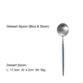 Premium 304 stainless steel dessert spoon with elegant blue and silver round handle - Dessert Spoon / Blue Silver