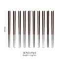 10-pair set of 304 stainless steel and Wenge wood chopsticks, 25cm long, non-slip. - Ten Pairs