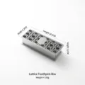Vintage lattice stainless steel toothpick box with hollow design, size 10.5 x 4.3 x 2.2 cm - Silver