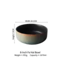 Japanese style retro ceramic bowl with a unique green reactive glaze finish 8 inch size - 8 Inch Deep Bowl / 1670ml