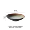 Japanese vintage kiln-changed ceramic soup bowl, 8.75 inch wide shallow pasta plate - 8.25 Inch Tiandou Soup Bowl / 680ML
