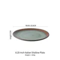 Retro 8.25-inch ceramic shallow plate featuring unique blue reactive glaze and brown rim - 8.25 Inch Shallow Plate