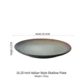 10.25-inch vintage reactive glaze ceramic shallow plate in muted green and brown - 10.25 Inch Shallow Plate