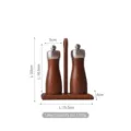 Manual wooden pepper and salt grinder set with stand, large size variant with dimensions - Large Set (Size L)