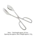 Silver stainless steel scissors-style food tong for BBQ and kitchen grilling - Silver