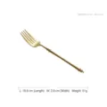 Golden stainless steel mirror finish main fork with unique bamboo handle design - Dinner Fork / 1 Piece (19.9cm) / Mirror Gold