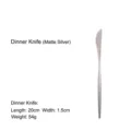 Matte silver 304 stainless steel dinner knife with a sleek round handle design - Dinner Knife