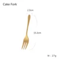 Golden stainless steel cake fork 15.2cm dessert fork with mirror finish design - Cake Toppers