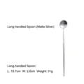 Matte silver 304 stainless steel long handle stirring spoon, 19.7cm total length - Long Handle Spoon