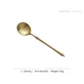 Matte gold 304 stainless steel soup spoon with bamboo handle design, 19cm length - Soup Spoon / 1 Piece (19cm) / Matte Gold