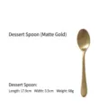 Cuillère à dessert en acier inoxydable doré mat haut de gamme, 17,9 cm x 3,5 cm, 68 g - Cuillère à Dessert / 17.9x3.5cm