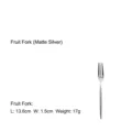 Matte silver 304 stainless steel fruit fork featuring a sleek round handle design - Fruit Fork