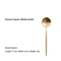 Elegant matte gold stainless steel dessert spoon, 17.3cm length, SKU variant image - Dessert Spoon / Matte Gold