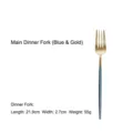 Elegant sky blue and gold stainless steel dinner fork featuring a round handle design - Dinner Fork