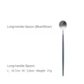 Modern blue and silver 304 stainless steel long handle spoon for coffee and desserts - Long Handle Spoon / Blue Silver
