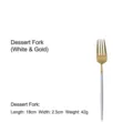 High-quality 304 stainless steel dessert fork in white and gold finish, 18cm length - Dessert Fork (White Gold) / Platinum