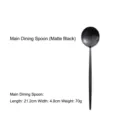Cuillère à dîner portugaise minimaliste noir mat en acier inoxydable à manche mince - Cuillère de Table