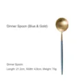 Modern blue and gold stainless steel dinner spoon with a round handle design for fine dining - Dinner Spoon