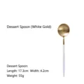 Elegant white and gold 304 stainless steel dessert spoon, 17.3cm long, SKU variant view - Dessert Spoon (White Gold) / Platinum