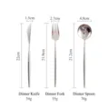 Dimensions for stainless steel main knife, fork, and spoon set, 304 mirror finish. - Knife, Fork, and Spoon