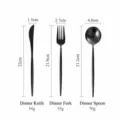 Juego de cubiertos de acero inoxidable 304 negro espejo con cuchillo y cuchara - Cuchillo, tenedor y cuchara