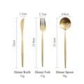 Matte gold 304 stainless steel cutlery set with dinner knife fork and spoon dimensions - Knife, Fork, and Spoon / Matte Gold