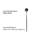 Premium matte black long-handled spoon for coffee or dessert, 19.7cm total length - Long Handle Spoon