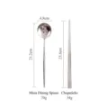 Mirror silver 304 stainless steel spoon and chopsticks set with slim round handle - Chopsticks and Spoon Set