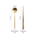 Matte gold 304 stainless steel spoon and chopsticks set with specific dimensions and weight - Chopsticks and Spoon Set / Matte Gold