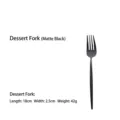 Matte black dessert fork with round handle design, 18cm stainless steel table cutlery - Dessert Fork