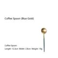 Elegant blue and gold 304 stainless steel coffee spoon with minimalist round handle design - Coffee Spoon