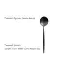 Professional matte black stainless steel dessert spoon with minimalist round handle - Dessert Spoon