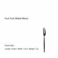 Matte black stainless steel fruit fork with a 13.6cm length and sleek round handle - Fruit Fork