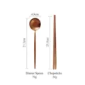 Matte rose gold dinner spoon and chopsticks set with specific dimensions and weights - Chopsticks and Spoon Set