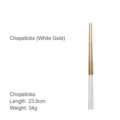 Modern white and gold 304 stainless steel chopsticks with round handle, Portuguese style - Chopsticks (White Gold) / Platinum
