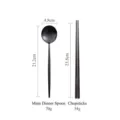 Matte black stainless steel dinner spoon and chopsticks set presented on white background - Chopsticks and Spoon Set