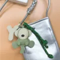 Exquisite handmade cartoon monkey PU leather bag charm with a stylish letter Y initial - Green