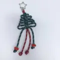Handmade woven Christmas tree keychain with star-shaped clasp in festive green and red cord - Dark Green And Wine Red