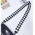 Handgewebter minimalistischer schwarz-weißer Perlen-Schultergurt für Taschen und Handys - Schwarz Weiß