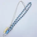 Handwoven multi-color adjustable crossbody lanyard strap for phones, cameras and bags - Blue