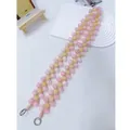 Handgewebtes rosa-gelbes Perlen-Handyband mit robusten Metallring-Verschlüssen. - Rosa-Gelb