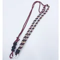 Handcrafted braided adjustable lanyard in stylish burgundy beige and black tones - Burgundy