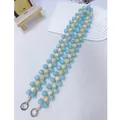 Handgewebter bunter Perlengurt für Umhängetaschen und Handys in Blau und Creme - Blau und Gelb