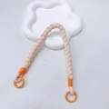 Hand-woven braided phone wrist strap in beige and orange color for anti-loss use - Light Pink