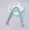 Handmade braided mint green phone wrist lanyard with pink accent rings for anti-lost use - Light Green
