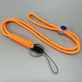 Adjustable orange paracord neck lanyard with zinc alloy key ring and black buckle - Orange