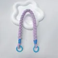 Hand-woven purple braided mobile phone wrist strap featuring blue carabiner rings. - Purple