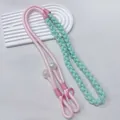 Colorful hand-woven crossbody phone lanyard strap in pink and mint green dopamine style - Green + Pink