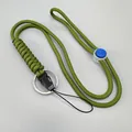 Durable green adjustable paracord lanyard with blue toggle for phone and ID badge holder - Olive Green